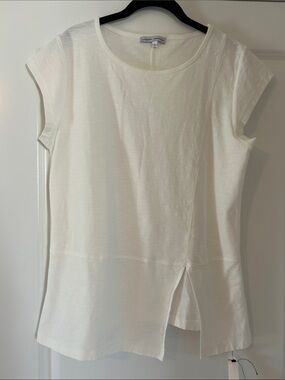 Lurdes Bergada white Short-Sleeve Split-Hem Top